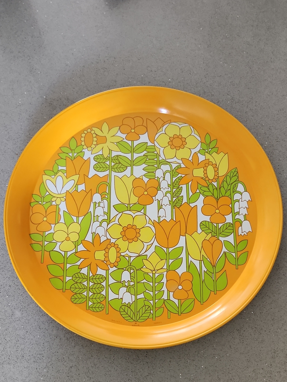 Vintage Hallmark rare flower power metal tray platter